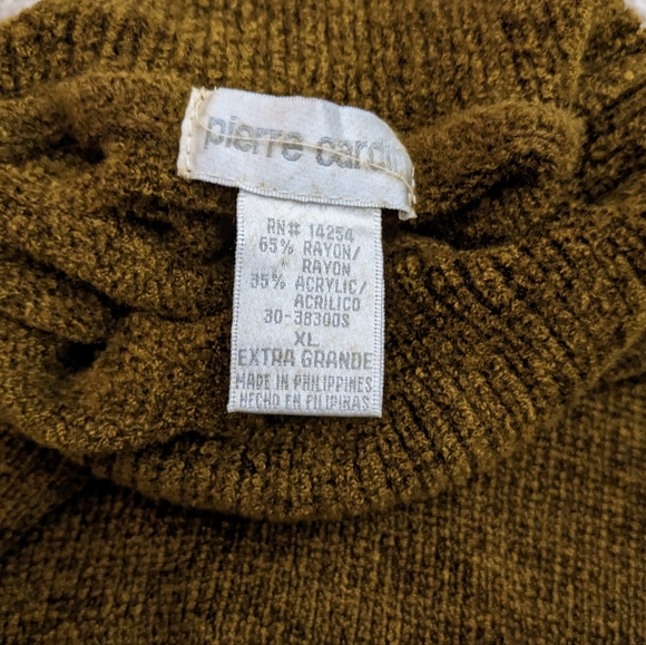 (2/$25) Pierre Cardin ribbed knit velour turtleneck sweater golden caramel - Picture 5 of 14